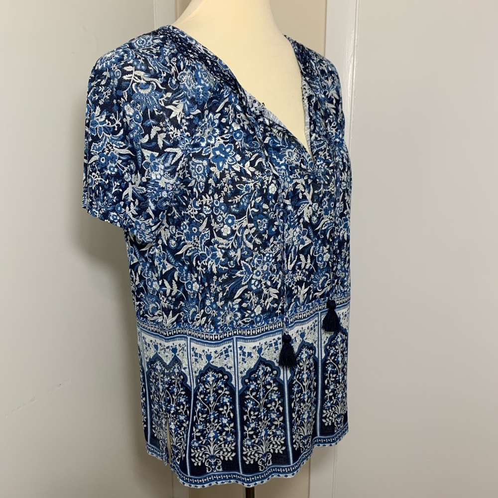 Lucky Brand Tie Collar Top - Picture 3 of 8